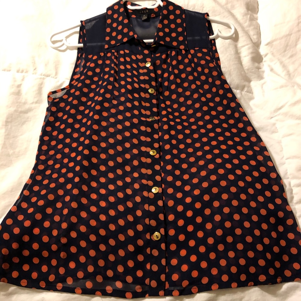 Sheer polka dot sleeveless blouse